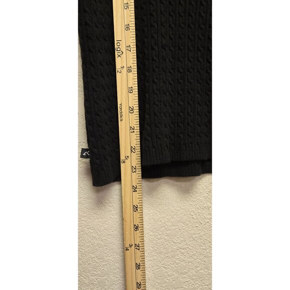 Academia Preppy Old Money Black Cable Knit Turtleneck Sweater Womens M Classic - Picture 6 of 9